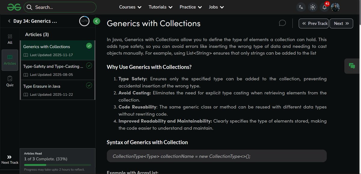 amanhaidry's tweet image. #Java from @geeksforgeeks 🚀
✅Genrics
✅Genric Constructors &amp;amp; Interfaces
✅Bounded Types with Genrics
✅Wildcards
✅Genrics with Collections
✅Type Casting and Type Safety in Generics
✅Type Erasure

#365DaysOfCode #JavaDev #GeeksforGeeks #gfg #nationskillup #skillupwithgfg