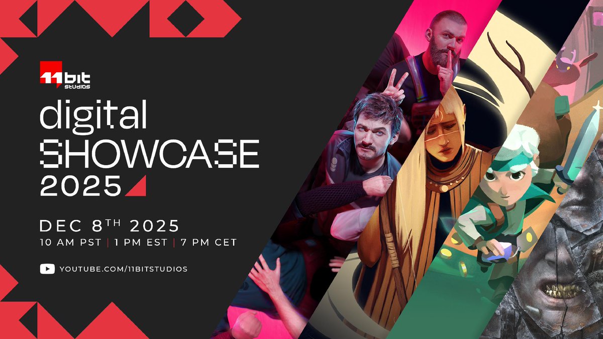 The 11 bit studios Digital Showcase is almost here!
You’ll be able to watch it live on our YouTube channel, on <a href="/AMDGaming/">AMD Gaming</a>, on <a href="/IGN/">IGN</a>, and on <a href="/CohhCarnage/">Cohh Carnage</a> Twitch 

You don't want to miss it: youtu.be/1GwSJ48nvF4