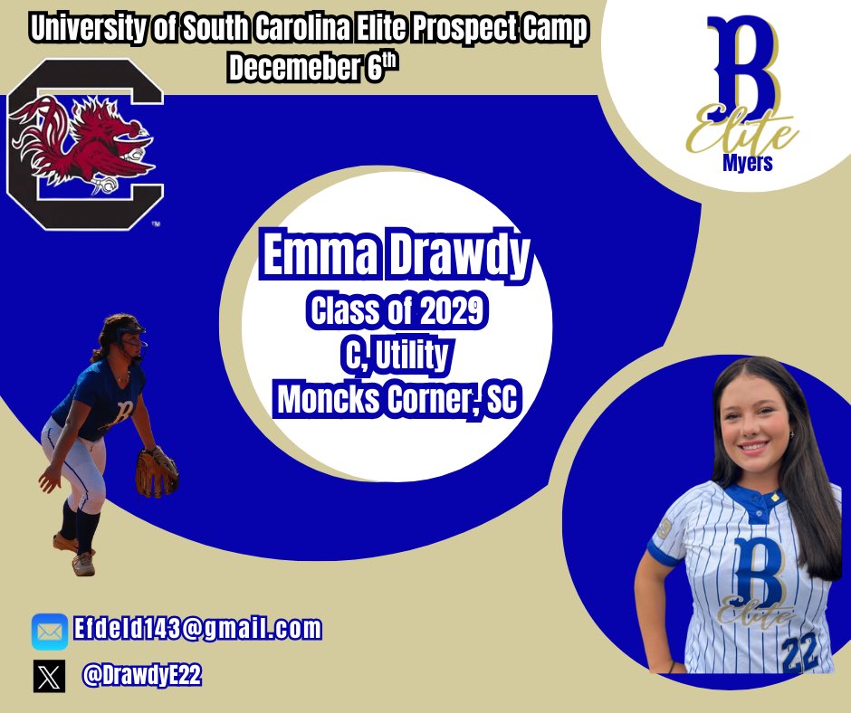 DrawdyE22's tweet photo. Can’t wait to go tomorrow to the USC gamecocks  prospect camp. @ashleychastain @b_elitemyers @GamecockSoftbll @ashleychastain @CoachZack21 @jodydavidson @kkrupit @KatieRBrowder @lexiwinters15 @GamecockSoftbll @b_elitemyers @StagSoftball https://t.co/OJJCXIl39O