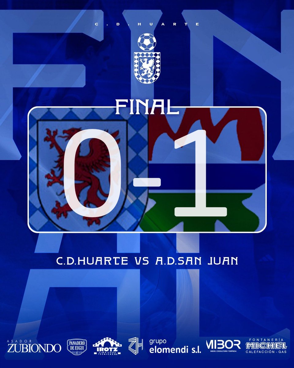 𝗙𝗜𝗡𝗔𝗟 | 🔚 90’ | 0-1 | ¡Final del #HuarteSanJuan en el Nuevo Areta! ⚔️

#TodoAlAzul | #TerceraRFEF 🏆