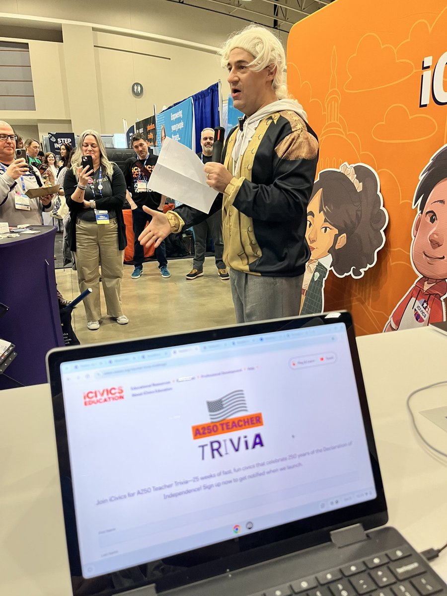 DrJHarmon's tweet photo. A highlight of @NCSSNetwork Conference so far! Meeting the GOAT @CarlAzuz finally! A thrill. And, he’s partnering with one of my favorites @icivics for a 250 Trivia challenge for teachers! Look out for details https://t.co/3JcyqHrJLb