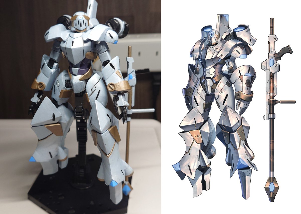 #今年造った最高傑作で２０２５年を振り返る
自著ノブリス・レプリカより、ノブリス・フレーム＜ナイト＞
HGUCジムを素体に初めてガンプラ改造した
本のほうも去年電撃の新文芸5周年記念コンテストで特別賞取って、今年6月書籍化・11月に2巻発売
充実した1年だった
#カクヨム
#ガンプラ 
#ガンプラ改造