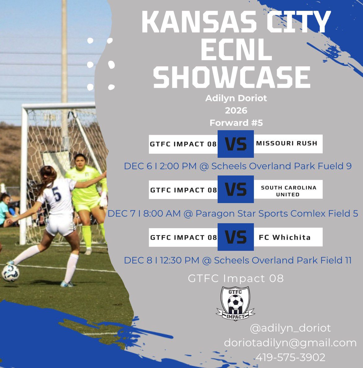 adilyn_doriot's tweet photo. Can’t wait to compete against good competition this weekend in the ECNL Kansas City Showcase⚽️ @GTFCImpact @ImCollegeSoccer @ImYouthSoccer #ECNLKC #ECNL https://t.co/R8rV8QWnhe