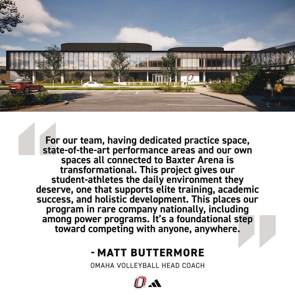 OmahaVB's tweet photo. 🗣️ | @CoachButtermore  on today's announcement following the approval of the #Omaha Athletics training facility🤘‼️

#ForThe402 | @UNOmaha https://t.co/0AH4gk2GJE