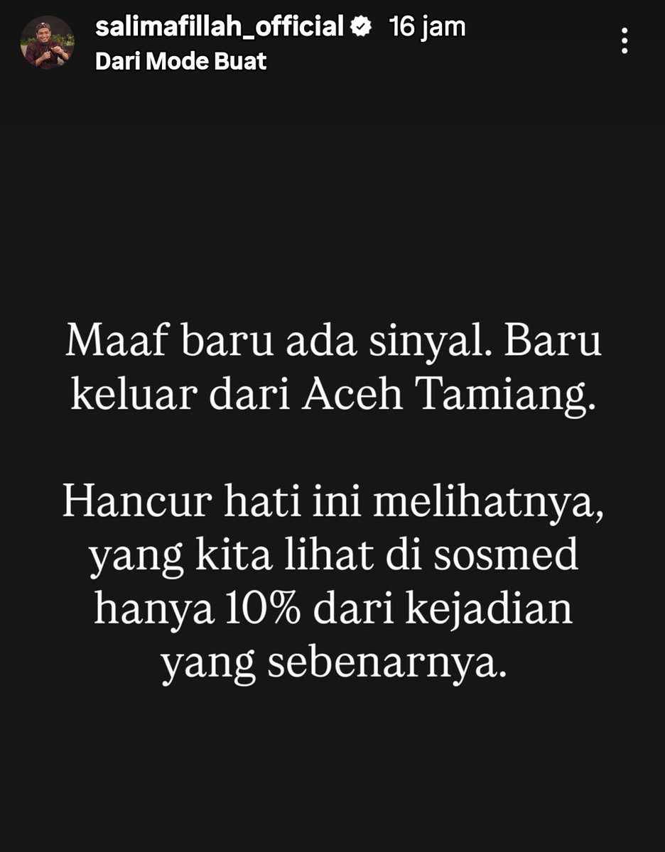Ini kesaksian ustadz Salim Fillah, demikian pula kesaksian sahabat saya yg baru kmaren bisa mengungsi ke Medan.. 
Siapa yg benar2 memeluk mereka yg mjd korban?? 

Kita..., kita semua,hny Kita lah yg bisa saling tolong menolong, rakyat RI yg sepenanggung se penderitaan.
