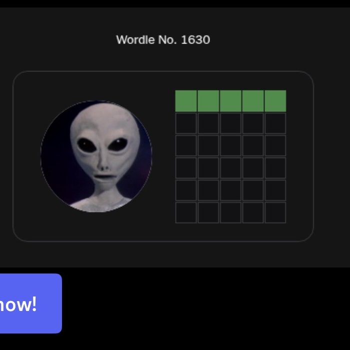 alien got the wordle first try today x.com/Dansplainer/st…