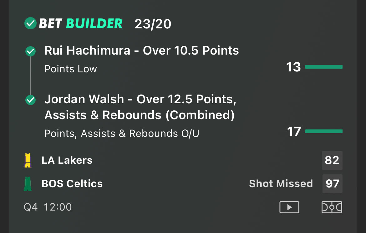 Obz471's tweet photo. 23/20 SAFE BET CASHED EASY 🧹💰

✅ Rui Hachimura 13 pts  
✅ Jordan Walsh 17 PRA  

23/20 hits with 12 mins still left 😮‍💨🔥

£10 → £125  
£20 → £250  
£50 → £625

Another one in the bag boys 🤑 https://t.co/rTWWmCq0RU