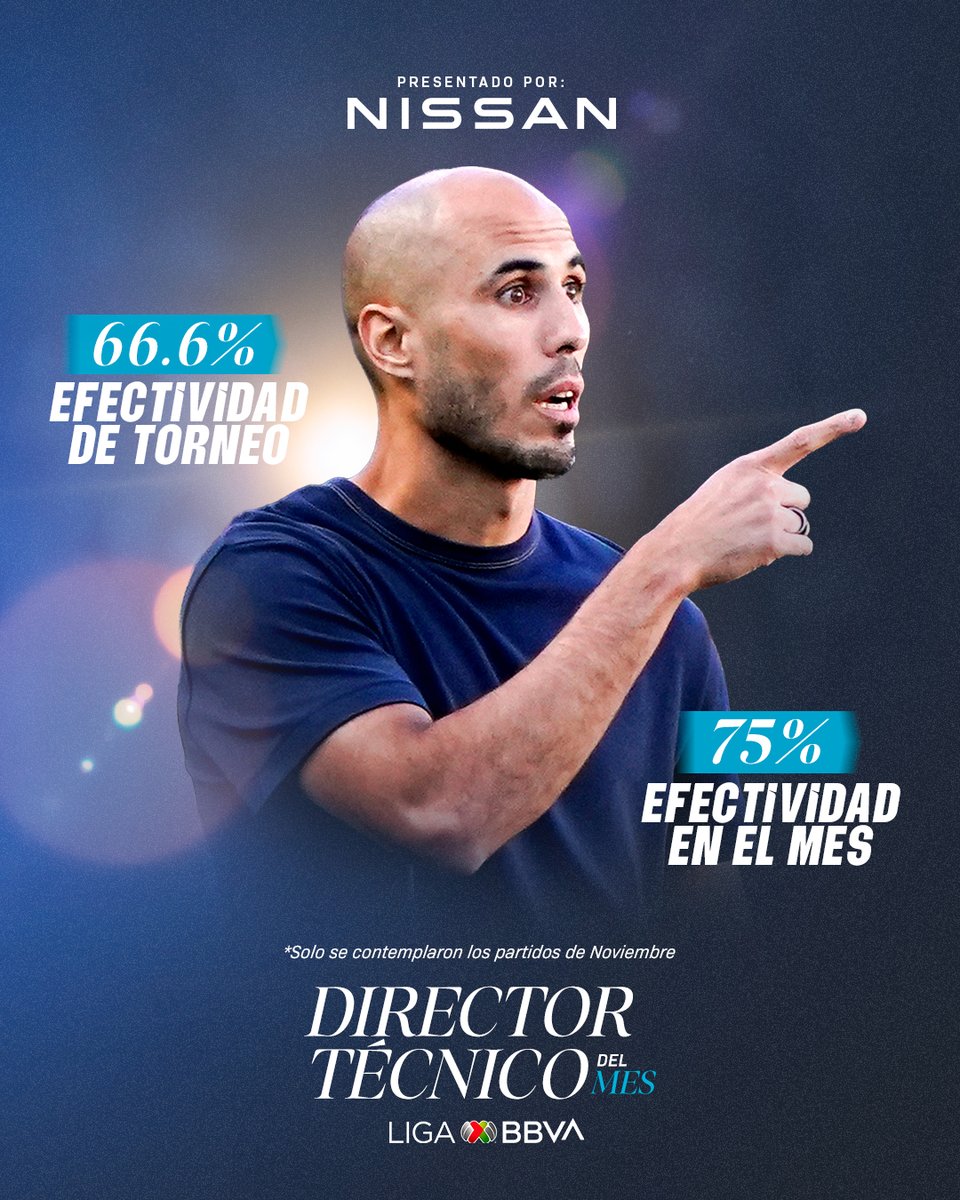 LigaBBVAMX's tweet image. ¡El reconocimiento de la afición al trabajo!

🧠⚽ Guido Pizarro fue elegido como #DTDelMes de noviembre en #LigaBBVAMX.

Presentado por @nissan_mx 🫡

#NissanEnLaLigaMX