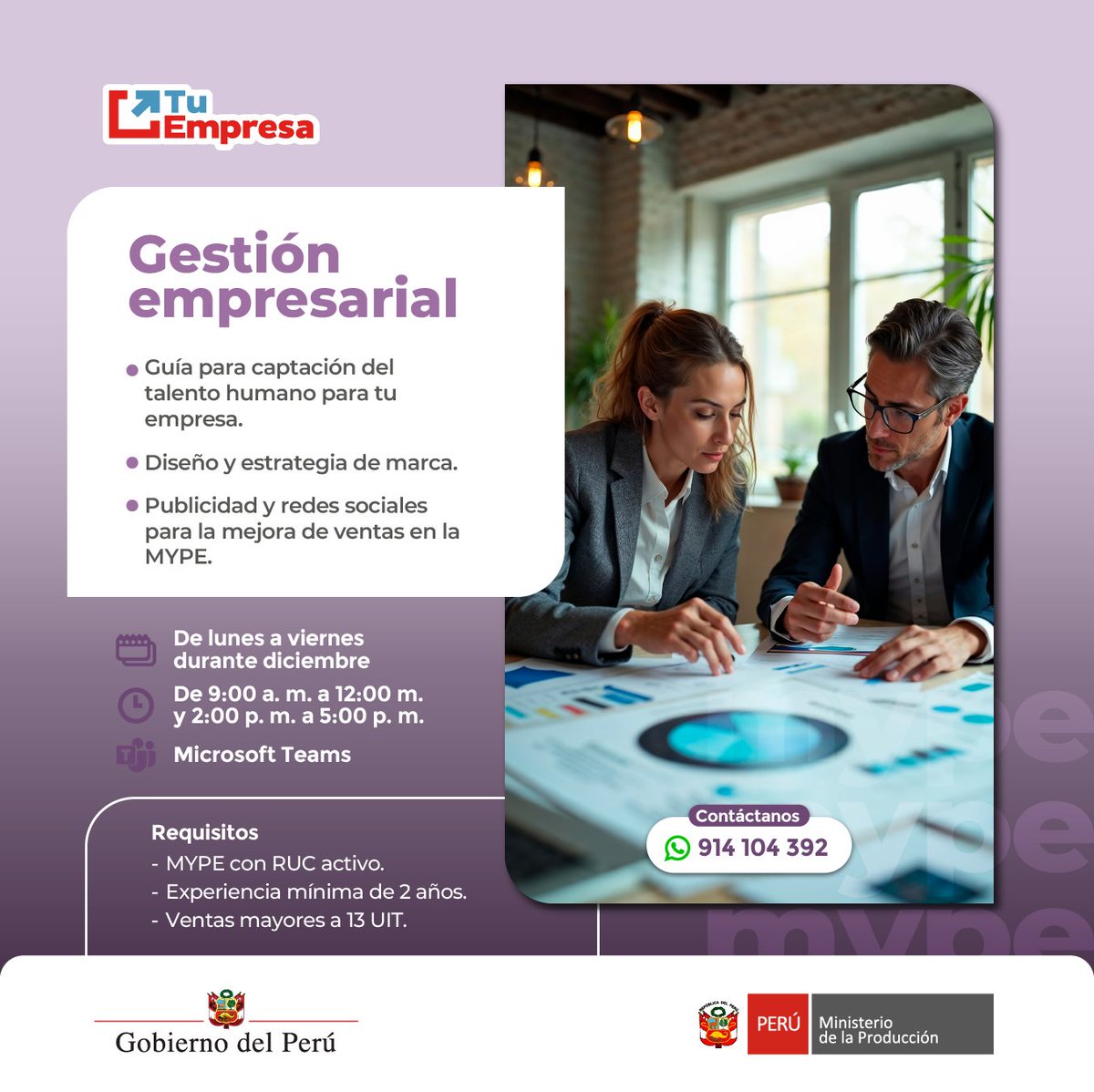 tuempresagobpe's tweet photo. WEBINAR | ¡Capacítate con @MINPRODUCCION, a través de #TuEmpresa! Fortalece tus capacidades de manera fácil, rápido y ¡GRATIS!
Ingresa aquí: https://t.co/HevEZfuYF1
#DeLaManoConLasMype https://t.co/IUYKacxpYA