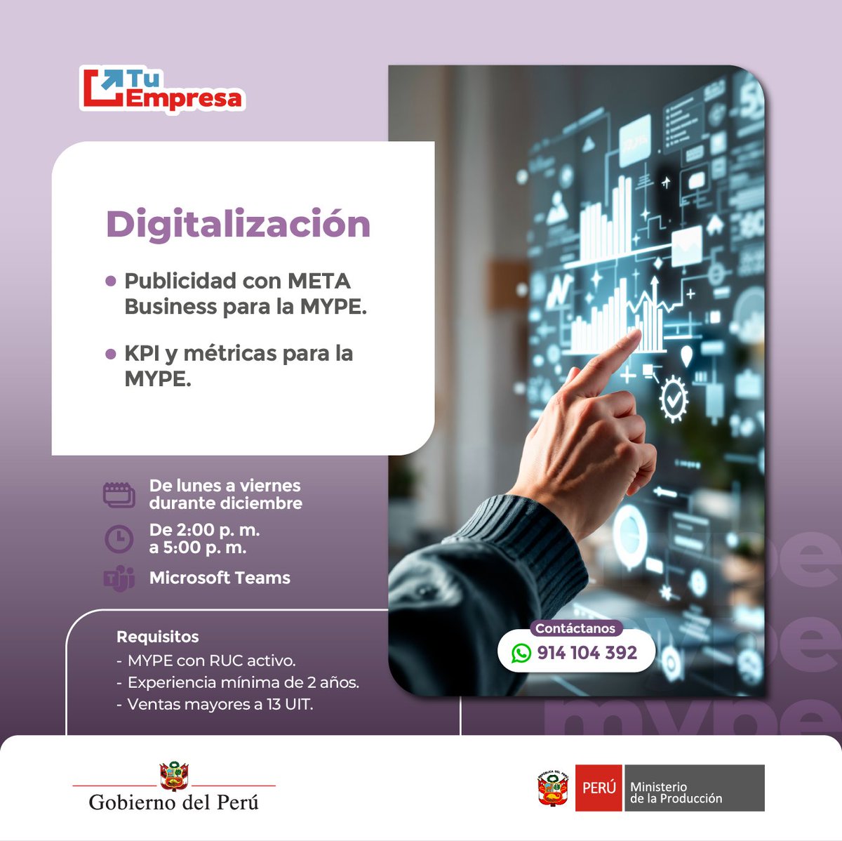 tuempresagobpe's tweet photo. WEBINAR | ¡Capacítate con @MINPRODUCCION, a través de #TuEmpresa! Fortalece tus capacidades de manera fácil, rápido y ¡GRATIS!
Ingresa aquí: https://t.co/HevEZfuYF1
#DeLaManoConLasMype https://t.co/IUYKacxpYA