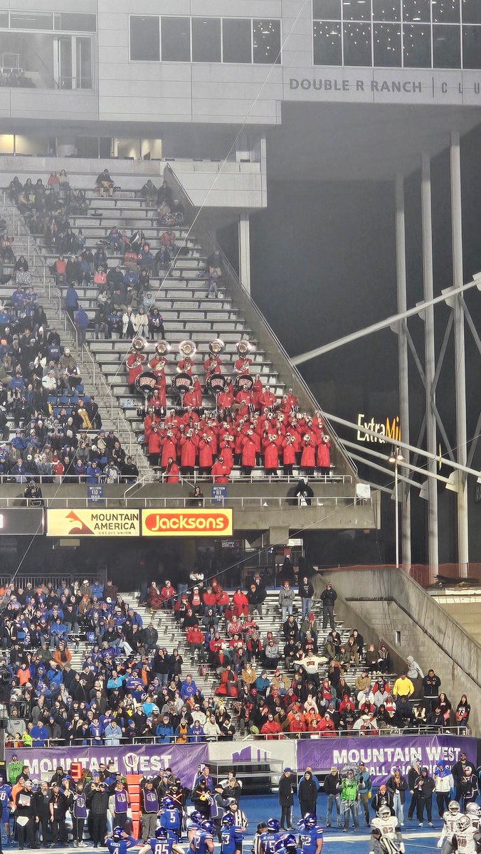 There are more people from the band than fans. Now I know why. They didn't want to come for another arse- whooping. 21-0 with over 8 minutes left in the first half.