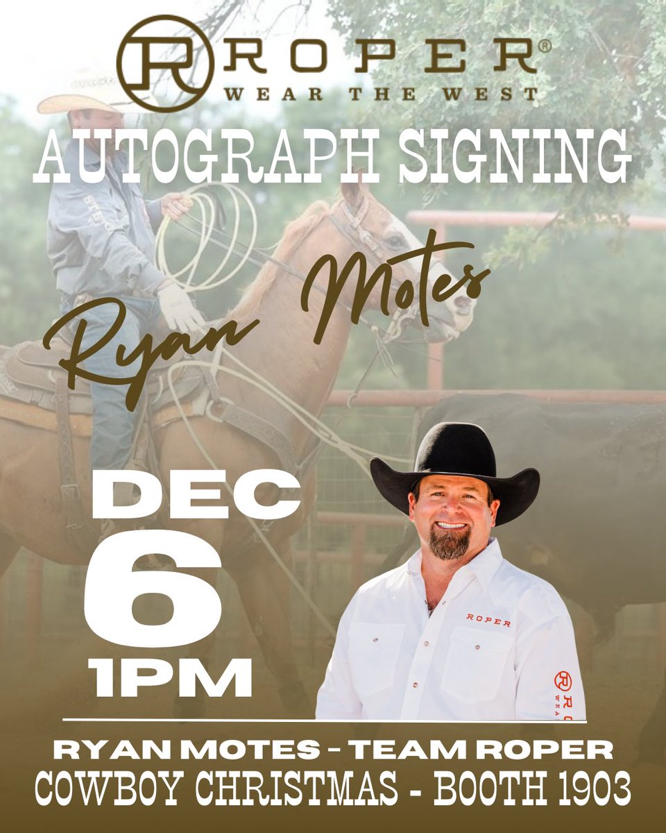 Tomorrow’s Roper signings at NFR!
📍 Wesley – SCC @ 9:30 AM (Booth 206)
📍 Tanner – SCC @ 11:00 AM (Booth 206)
📍 Brittany – LVCC @ 12:00 PM (Booth 1903)
📍 Patrick – LVCC @ 1:00 PM (Booth 1903)
📍 Ryan – LVCC @ 1:00 PM (Booth 1903)
#Roper #NFR2024 #WearTheWest