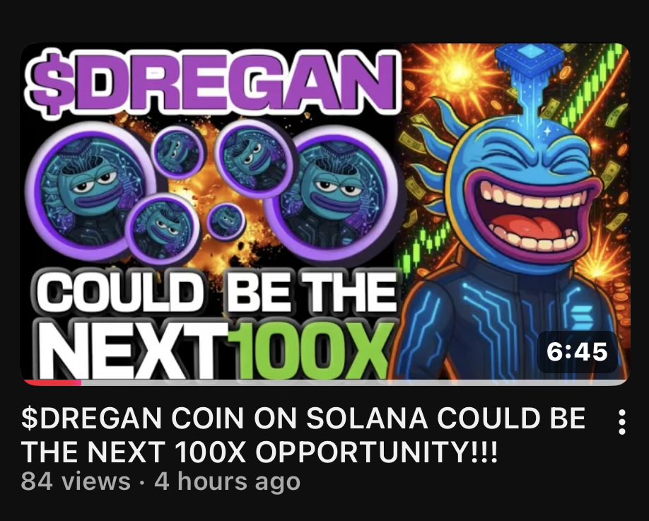 $DREGAN COIN ON SOLANA COULD BE THE NEXT 100X OPPORTUNITY!!! $SOL youtu.be/oystg4w0uLs?si…