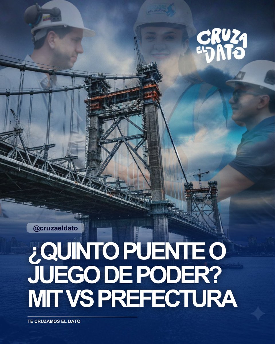 ¿QUINTO PUENTE O JUEGO DE PODER ENTRE EL MIT Y LA PREFECTURA? 🤨

TE CRUZAMOS EL DATO 👇
El Gobierno liberó $35 millones y busca $10 millones más para que el Quinto Puente no se detenga. El ministro Roberto Luque repite que la obra es “vital” para Daniel Noboa y que los fondos no
