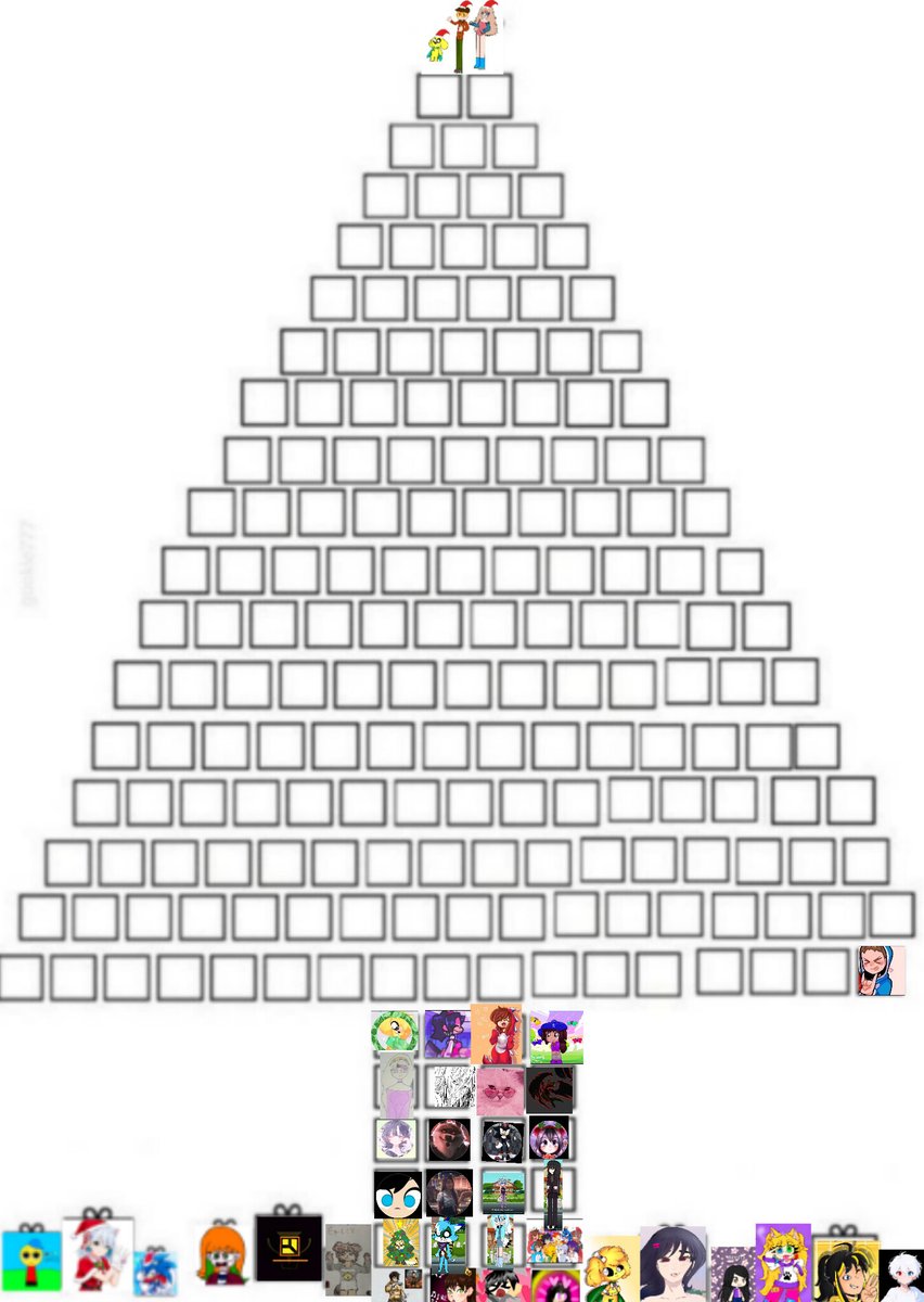 Oh oooh OwO hay mas espacio otra vez corre amigos hay mas espacio de arbol de navidad me mandas los oc para poner en los cuadrados 😎
