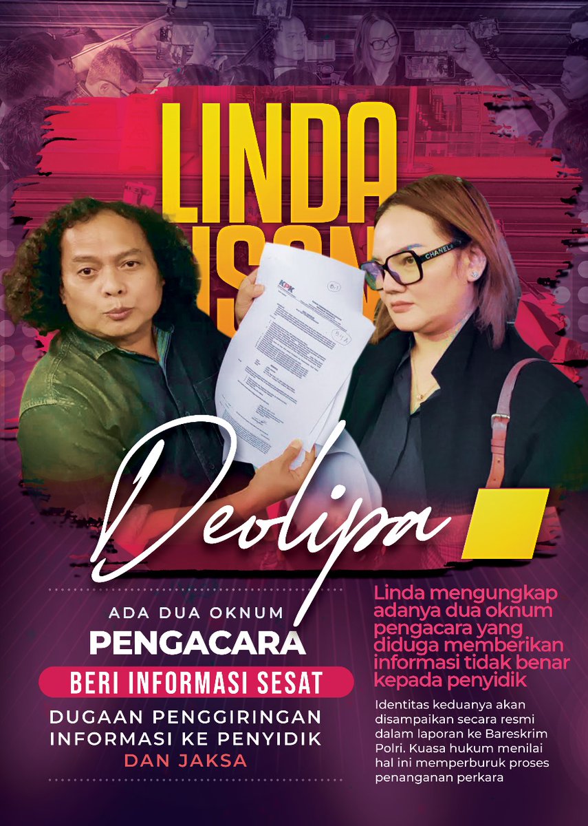 <a href="/siberinfoA1/">siberinfo</a> <a href="/prabowo/">Prabowo Subianto</a> <a href="/KPK_RI/">KPK</a> Pak Presiden <a href="/prabowo/">Prabowo Subianto</a> jangan sampai berlarut larut pak kasus Linda Susanti dengan oknum KPK, biar <a href="/KPK_RI/">KPK</a> bersih lagi 

#KeadilanUntukLinda