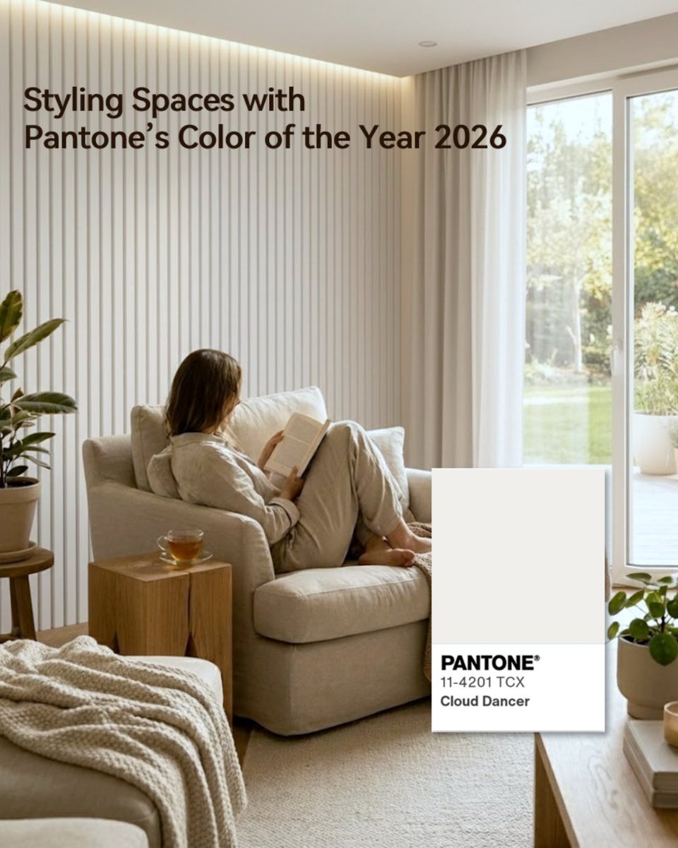 IntcoH72474's tweet image. Pantone just named Cloud Dancer the Color of the Year 2026.
 Love it or think it’s “too safe”? 👀
We’re joining the conversation with our own decor picks.
 Tell us what you think. 👇

#intcodecor #pantone2026 #clouddancer #homedesign #interior #exterior #wallpanel #decoration