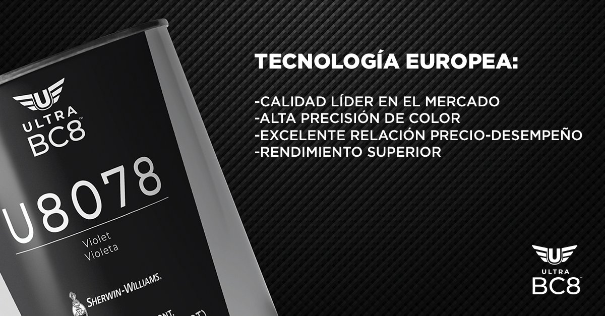 SWautomotiveMx's tweet photo. Ultra BC8 es un sistema con tecnología europea único en el mercado por su alta precisión en color. Permite tener procesos que superan las más altas expectativas de calidad y desempeño.

#SherwinWilliamsAutomotive #PinturaAutomotriz #RepintadoAutomotriz https://t.co/Rh7yHmLxl6