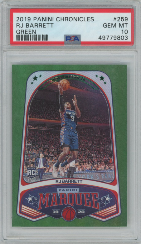 🔥 Card Deal Found!   
2019 Panini Chronicles #259 RJ Barrett - Green (PSA 10 GEM MINT)  
Avg sale: $30   
Now: $15.30 — 49% OFF!
courtyard.io/asset/19b71997…
