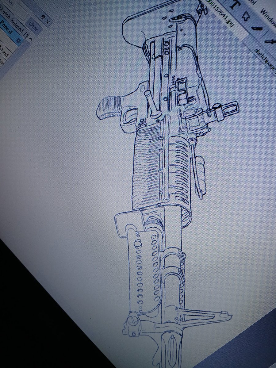 okay this was by far the most difficult gun i had to draw, worth it though.

now just to line Olivia and color.