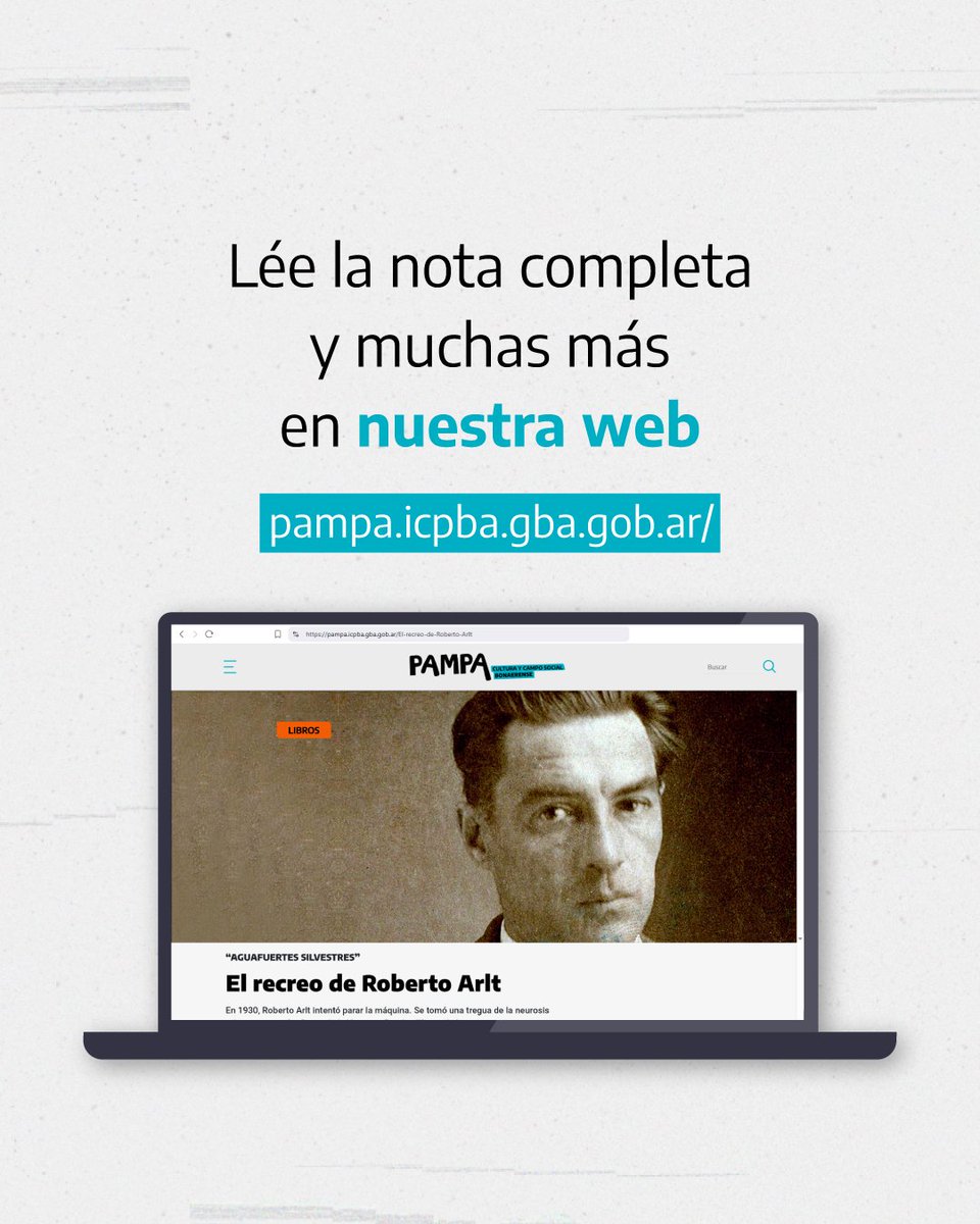 pampa_revista's tweet photo. 📚 El recreo de Roberto Arlt

➡️ Durante un breve período Roberto Arlt intentó escapar del caos permanente de la ciudad y decidió refugiarse en la Sierra de la Ventana, territorio que sería escenario de una serie de textos compilados en "Aguafuertes Silvestres". https://t.co/PMMIdt6Tik