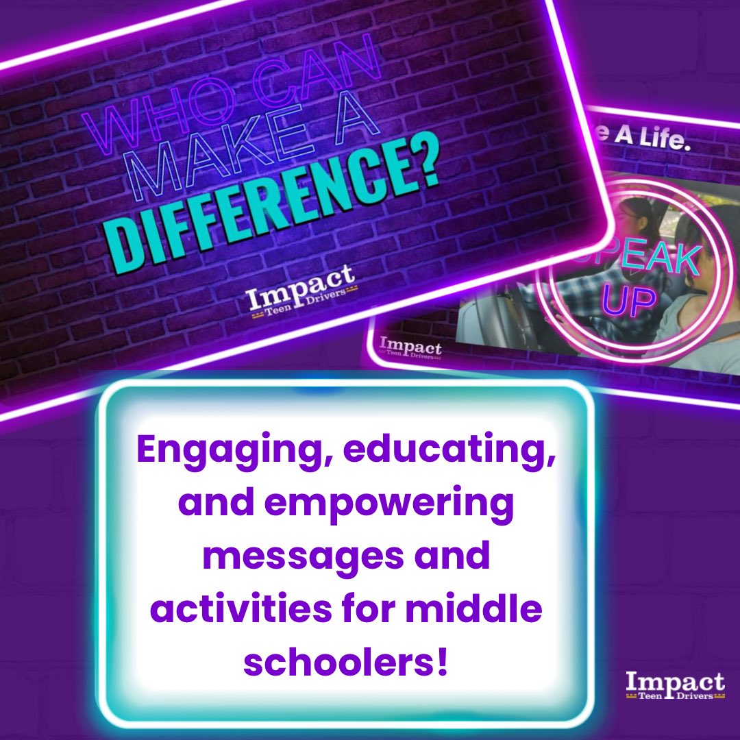 impactdrivers's tweet image. Our #MiddleSchool curriculum “Who Can Make Difference?” includes messages about passenger, pedestrian, and micromobility safety. Safe driving starts long before a child grows old enough for a learner’s permit! Check it out at our website. 

#InjuryPrevention #MiddleSchoolTeachers