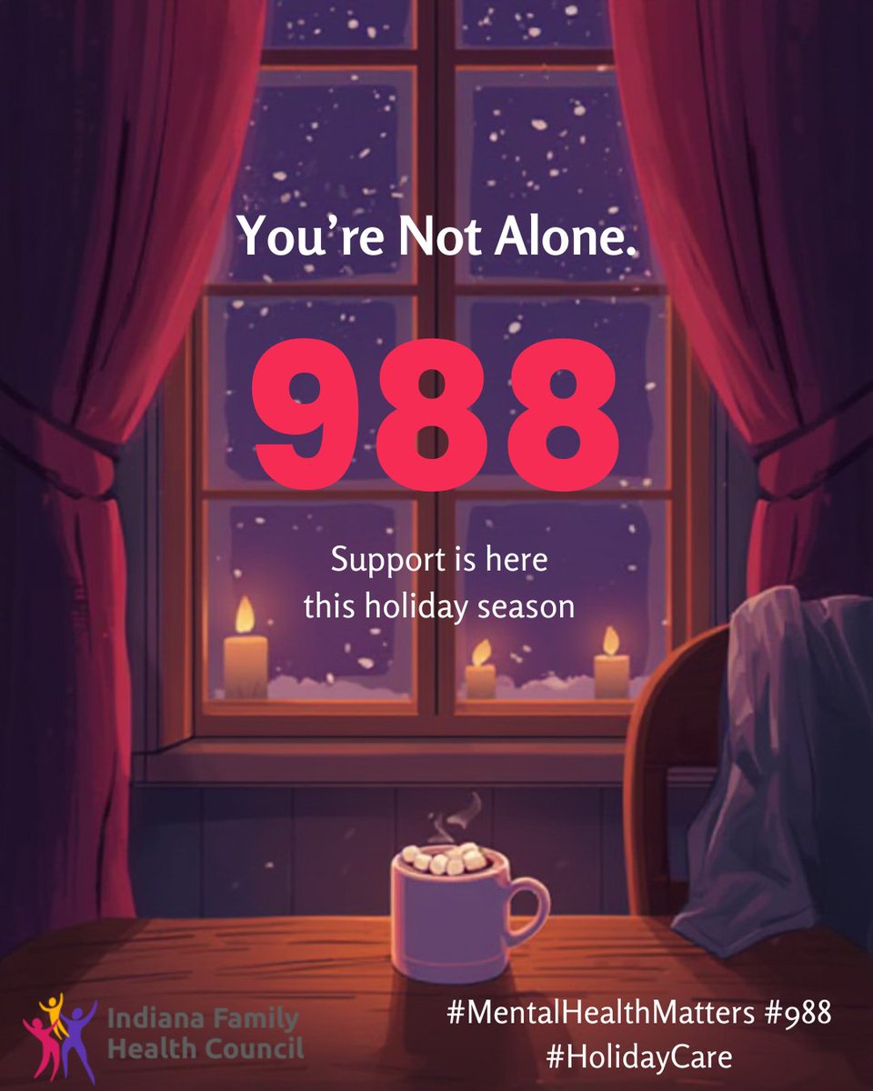 🎄 The holidays can be merry, but they can also feel heavy. If you’re feeling stressed, lonely, or overwhelmed, you’re not alone.  Call 988—the Suicide and Crisis Lifeline is here for you 24/7, free and confidential.
Take care of yourself this season. 
#HolidaySupport #YouMatter