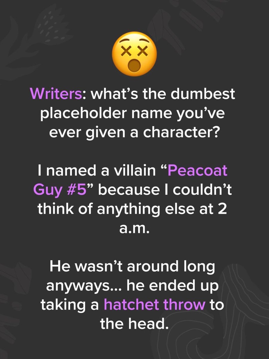 DennesSims_Auth's tweet photo. Not all my characters get a name. Except for Paul. 

Because fuck Paul.

#WriterLife #WritingCommunity #AuthorProblems #DraftChaos #CharacterNamesAreHard #IndieAuthorLife #LateNightWriting #PlaceholderNames #CreativeProcess #AmWritingFiction https://t.co/bIqUQiJccU