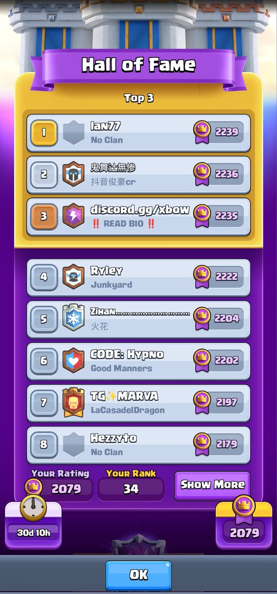 NovaIMatt1's tweet photo. Early season push top 30, 2.6 without heroes https://t.co/nOtIljfdKH