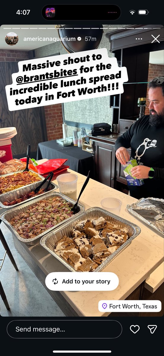 Got to cater for my favorite band today in the Fort Worth stockyards!! Smoked chicken salad, mac and cheese with bacon, bacon wrapped smoked pickle chips with homemade ranch and s’mores bars for dessert!!!
