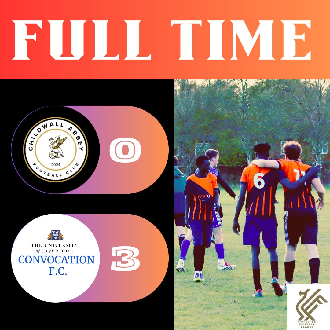 Belated full time scoreline from last week's game but just as pleasing.
Convo came away with 3pts last week as 3 second half goals and a clean sheet secured the victory away to Childwall Abbey.
The scoreline makes it sound more comfortable than it was at times. 
#UpTheConvo