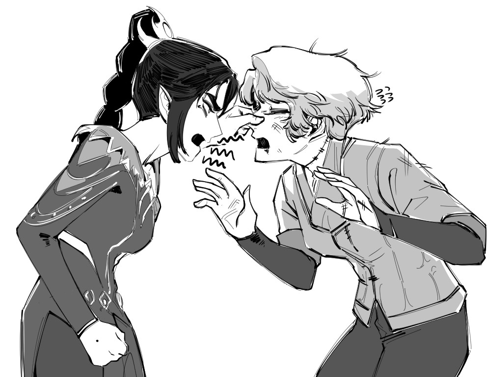 이건...뭐냐. 할로윈에 그린거. 
 죽은자가 살아돌아와서 산자한테 존나혼나는 날.