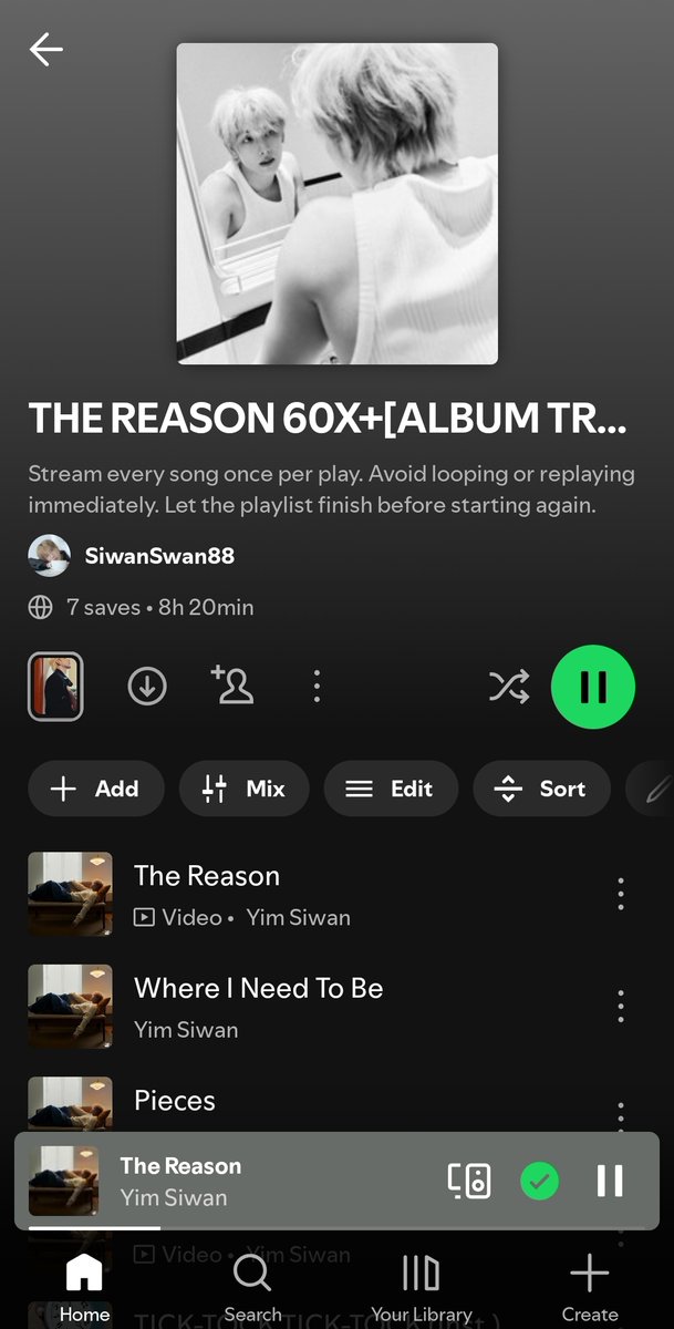 siwanswan26's tweet photo. NO REST FOR THE WICKED, SWANS! Keep streaming! Use the playlist below. No shuffle. No repeating one song nonstop. Gracias!🤍

I completed two playlists using two diff Spotify accts.

THE REASON BY SIWAN IS OUT NOW!
#YIMSIWAN #TheReason #YIMSIWAN_TheReason @Siwan_ZEA @officialysw https://t.co/xbnrycJn90