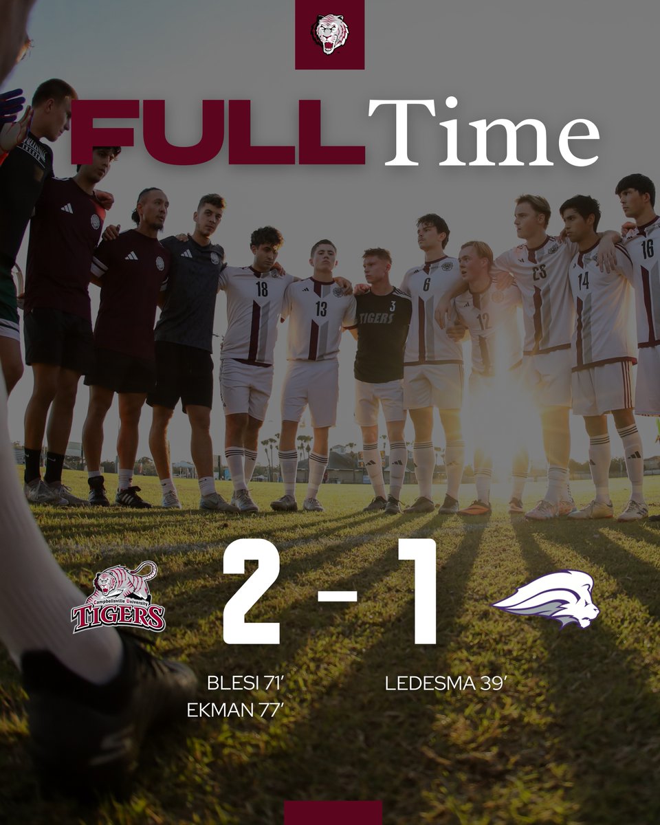 FULL TIME | Blesi and Ekman score back-to-back in the last 25 minutes of the game, advancing the Tigers to the NCCAA Tournament Championship game!

#️⃣ #TigerUp