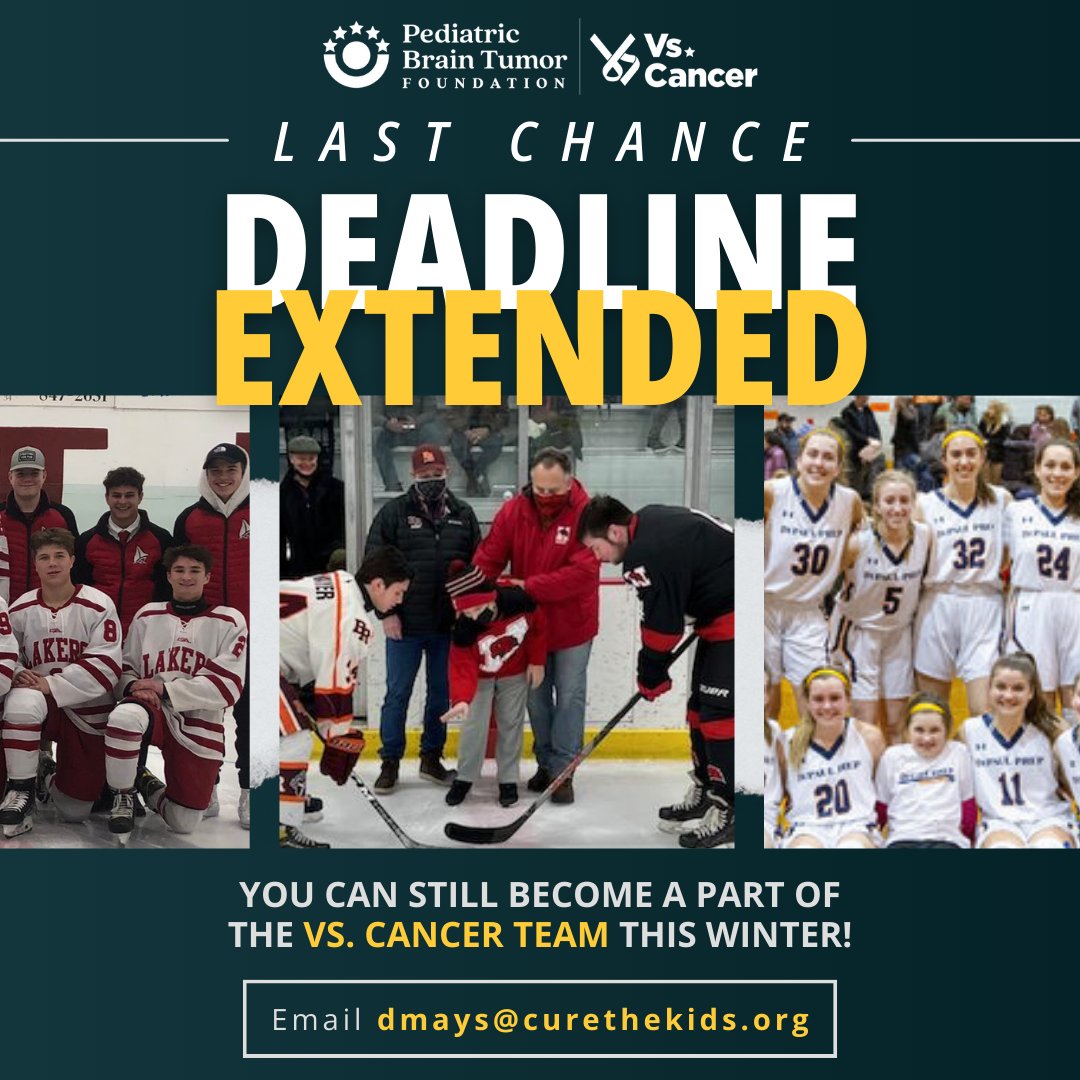 We're extending the deadline for teams to join Vs. Cancer this winter season after seeing incredible response from coaches nationwide. We'll make it easy, celebrate your impact, and support you every step of the way. 

Ready to join? Email Dave Mays at dmays@curethekids.org