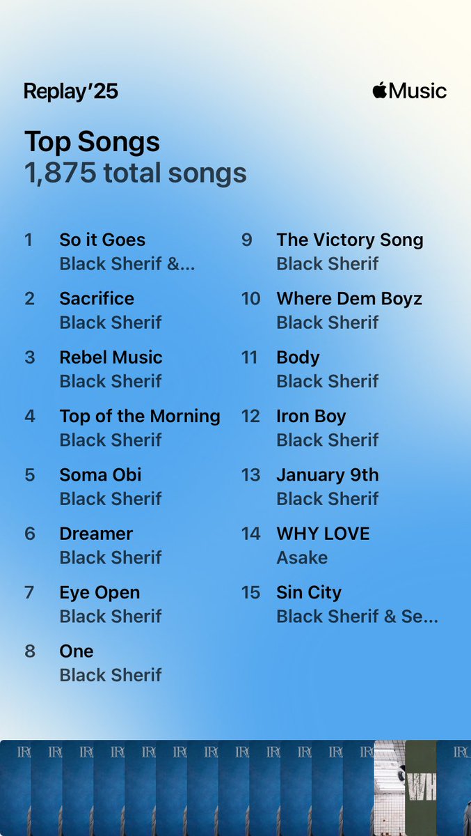 highest100's tweet image. Good music at its best! @blacksherif_ made my year🏅fully active #replay25