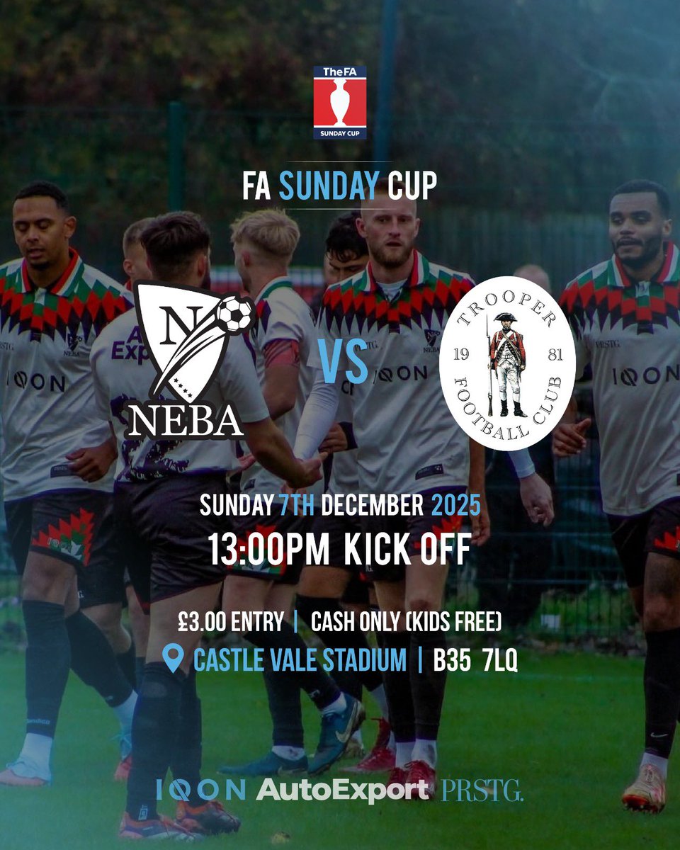 Will be covering <a href="/TrooperFC_/">Trooper FC</a> vs @NebaFC this Sunday in the FA Sunday Cup 3rd Round 🎞️⚽🏴󠁧󠁢󠁥󠁮󠁧󠁿

<a href="/EnglandFootball/">England Football</a> <a href="/FASunday_Cup/">FA Sunday Cup</a> <a href="/BirminghamFA/">Birmingham County FA</a> <a href="/leicsfa/">Leicestershire FA</a> <a href="/allianceleague1/">Alliance Football League</a> <a href="/Oak_Coro_League/">Oakbourne & Coronation League</a>

#fasundaycup #football #sundayleague