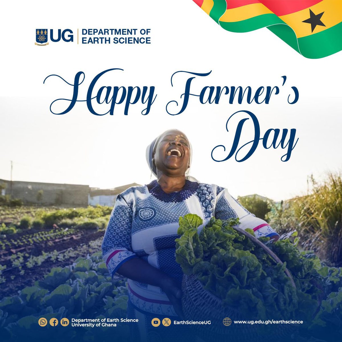 Honoring the resilience &amp; dedication of Ghana’s farmers who sustain our nation. 

At <a href="/EarthScienceUG/">Department of Earth Science, University of Ghana</a>, we recognize the crucial role of sustainable agricultural practices in protecting our environment &amp; ensuring food security for future generations.

Happy #FarmersDay