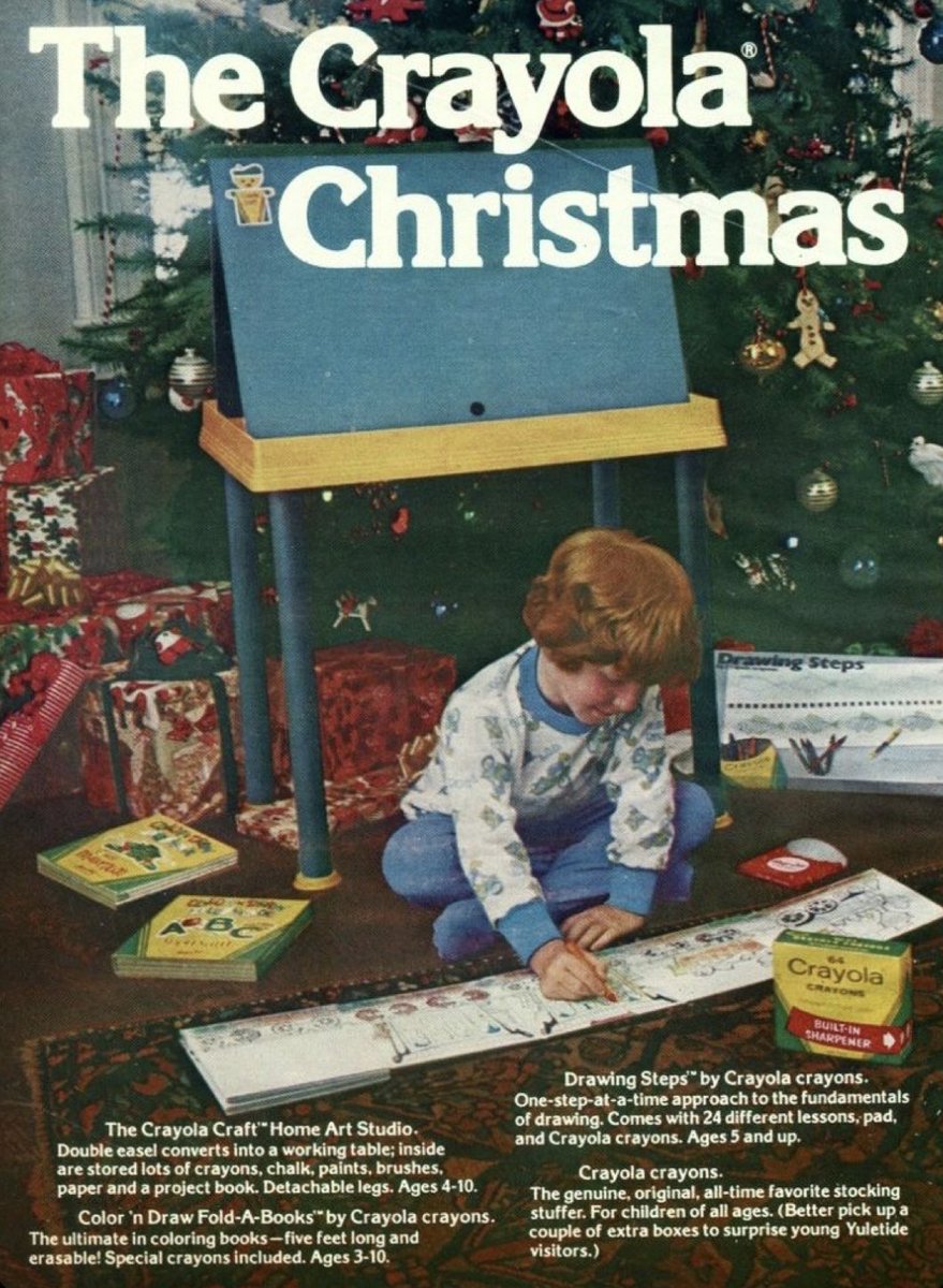 nostalgiapix25's tweet photo. The Crayola Christmas 🎄
Helping kids with creativity 🖍️
#VintageAd (1977) https://t.co/fM8aTnt8XU