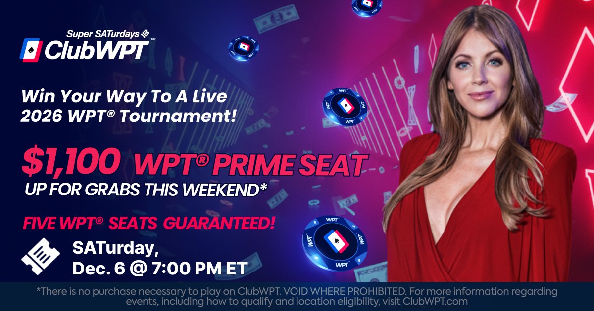 Every Champion Starts Somewhere! 🏆

For some players, their <a href="/WPT/">World Poker Tour</a> journey begins with a single satellite…

For others, it begins with Super SATurdays.

Picture it as opportunity:

☑️ You fire one Saturday run on <a href="/ClubWPT/">ClubWPT</a>.
☑️ You take down one of the five seats.
☑️ You step into