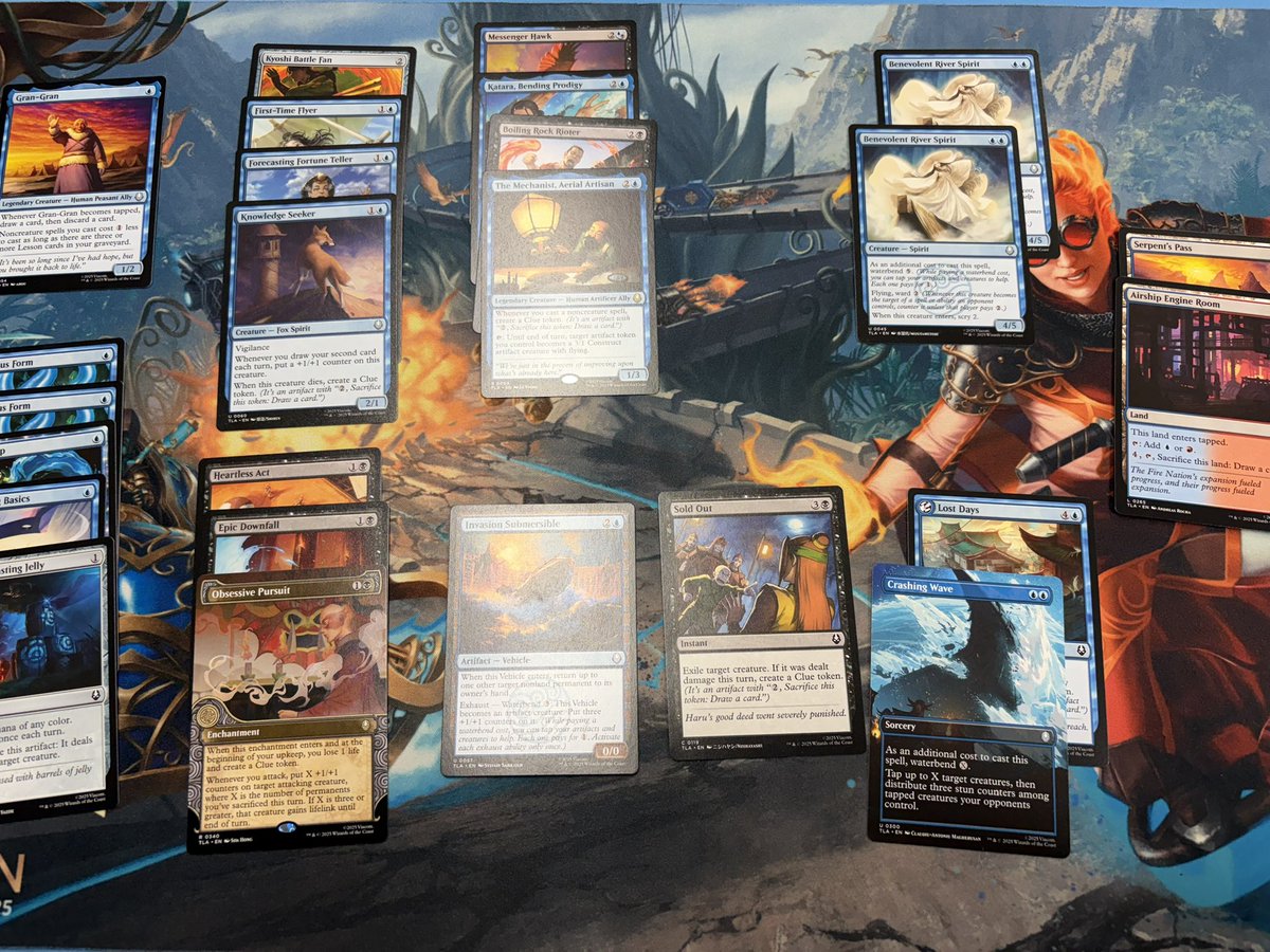 ekszit's tweet image. 4-0 mit diesem wahnsinnig geilen „Control“ Deck. Habe den Spirit oft Turn 4 legen können und das schwarze Enchantment ist mit Katara im Lategame crazy!

R1: 2-1 vs UB 
R2: 2-0 vs W
R3: 2-1 vs UW
R4: 2-0 vs UW

Unser Rarepool war komplett insane (2. Bild). Badgermole Cub für mich!