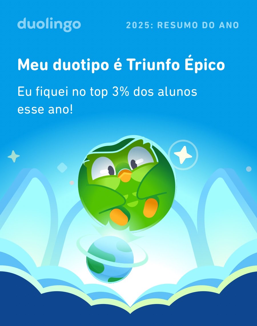 Veja quanto eu aprendi no Duolingo em 2025! E você, quanto aprendeu? #Duolingo365
