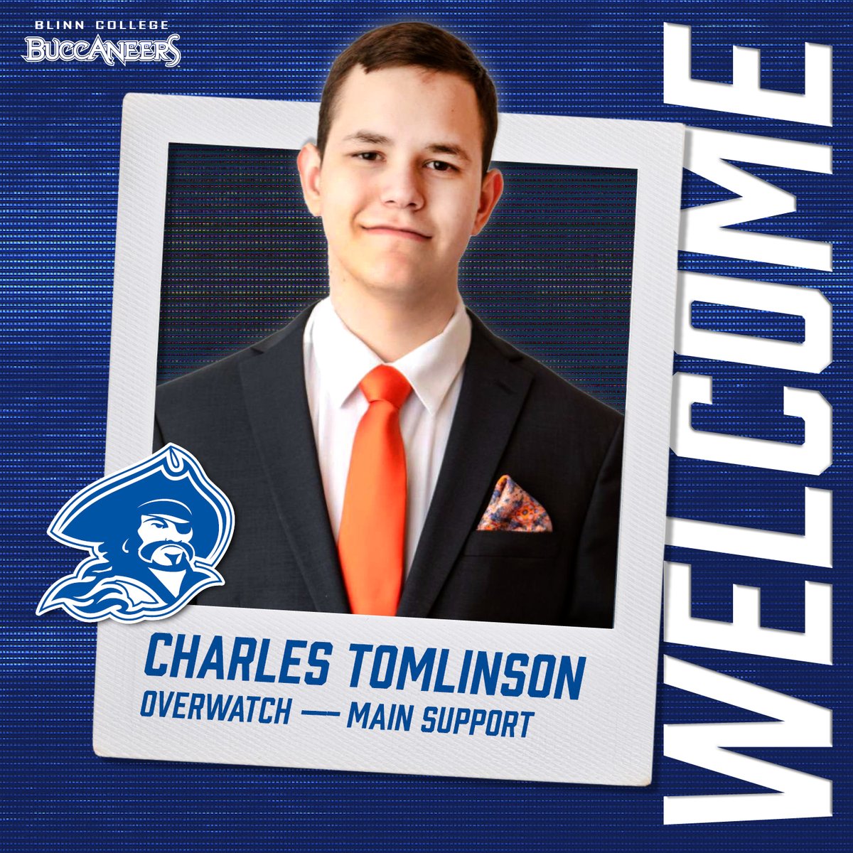 blinnesports's tweet photo. Speeding into the roster! ⚡️🎧

Please welcome Charles Tomlinson, our newest Main Support. He’s ready to amp it up for Blinn Overwatch this Spring! https://t.co/GWP4Q9kHmJ