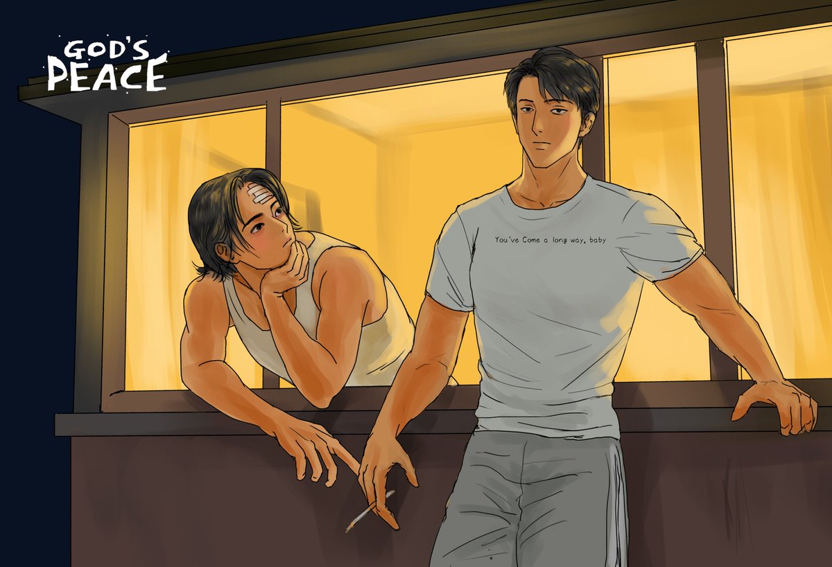 cherryho's tweet image. #주의평화 #MasterPeace #fanart 
A cigarette after.
In the haze of smoke,
my shirt and suit are both a total mess,
so I have to borrow that brat’s. A bit tight,
What am I thinking?
I don’t know either.
About this fucked up life, maybe?
Just felt a little sad,
and a little funny.