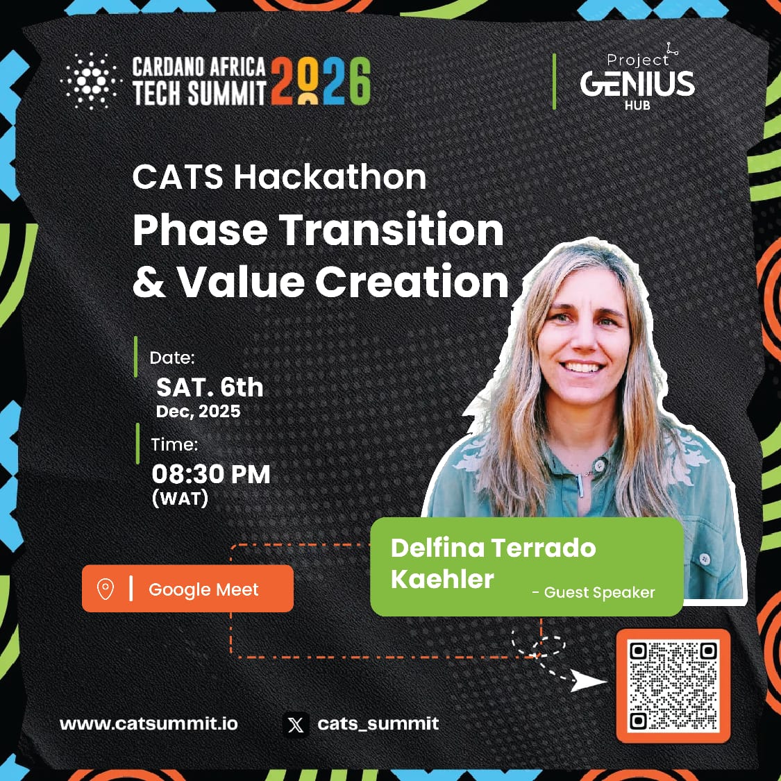 It started with a question: “What happens when a team’s idea leads to infrastructure?”
That question reached Delfina Terrado Kaehler , regenerative development practitioner, <a href="/wada_org/">Wada</a> facilitator, and Contributor Enaction at <a href="/__prismaevents/">Prisma Collective</a>  enaction for the <a href="/cats_summit/">Cardano Africa Tech Summit</a> Hackthon