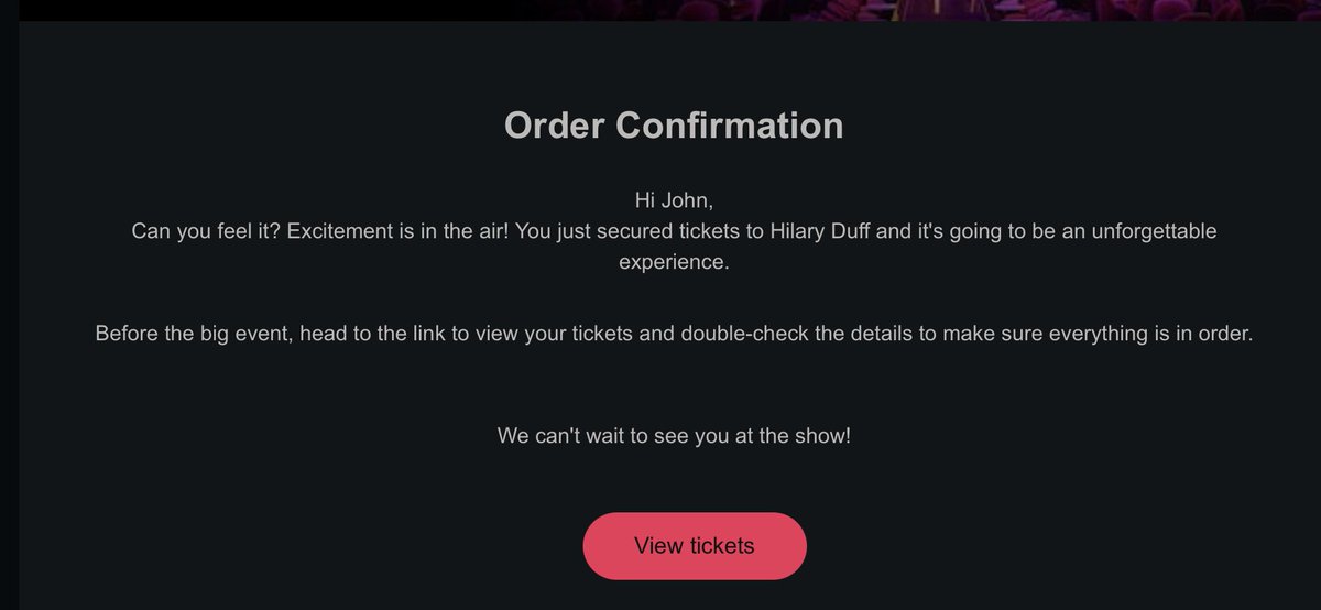 Omg y’all. Omg! Omg! I won the Hilary Duff ticket war. I don’t know how, but I am FOREVER THANKFUL! Oh, I’m freaking tf out!!! 😭😩🥰