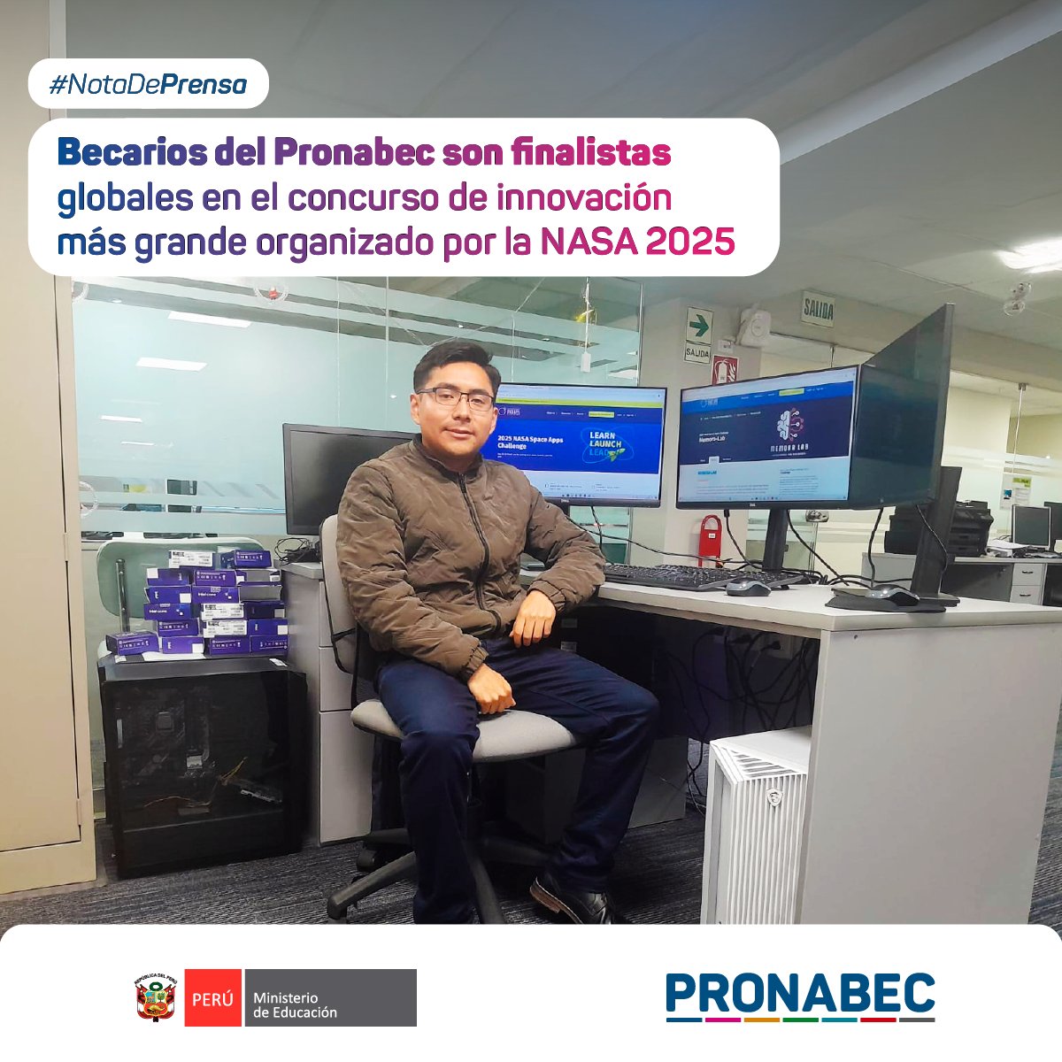 📰 Los becarios Daniel Parado y Tatiana Paucar forman parte de MemoraLab, equipo que pasó a la final del NASA International Space Apps Challenge 2025.

📌 Conoce más detalles en nuestra #NotaDePrensa ➡️ bit.ly/3KFI91L