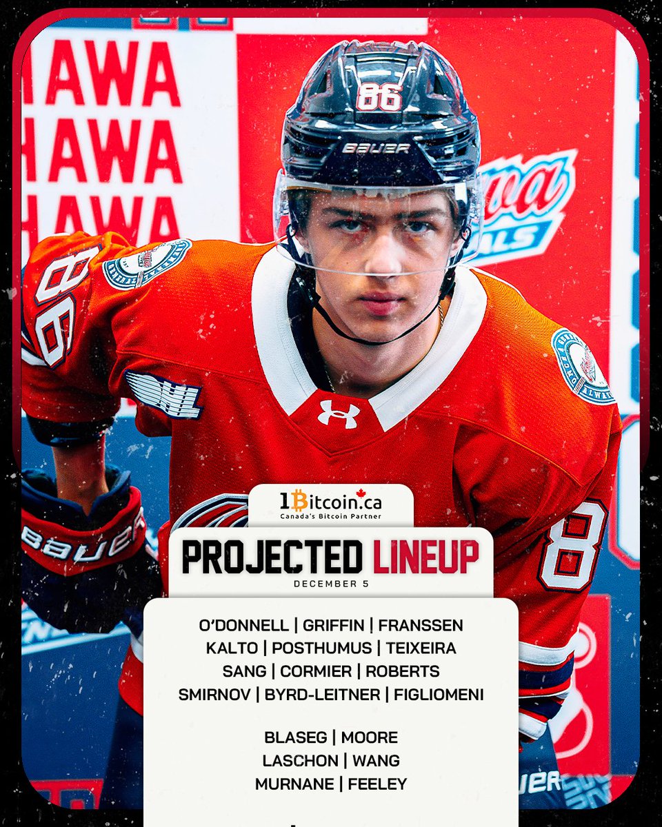 Oshawa_Generals's tweet photo. Starting lineup is set!

Powered by talent… and way too many road-trip snacks. 🍫🏒

#OSHvsSOO | @1bitcoinCA https://t.co/w0yi7S7PYp
