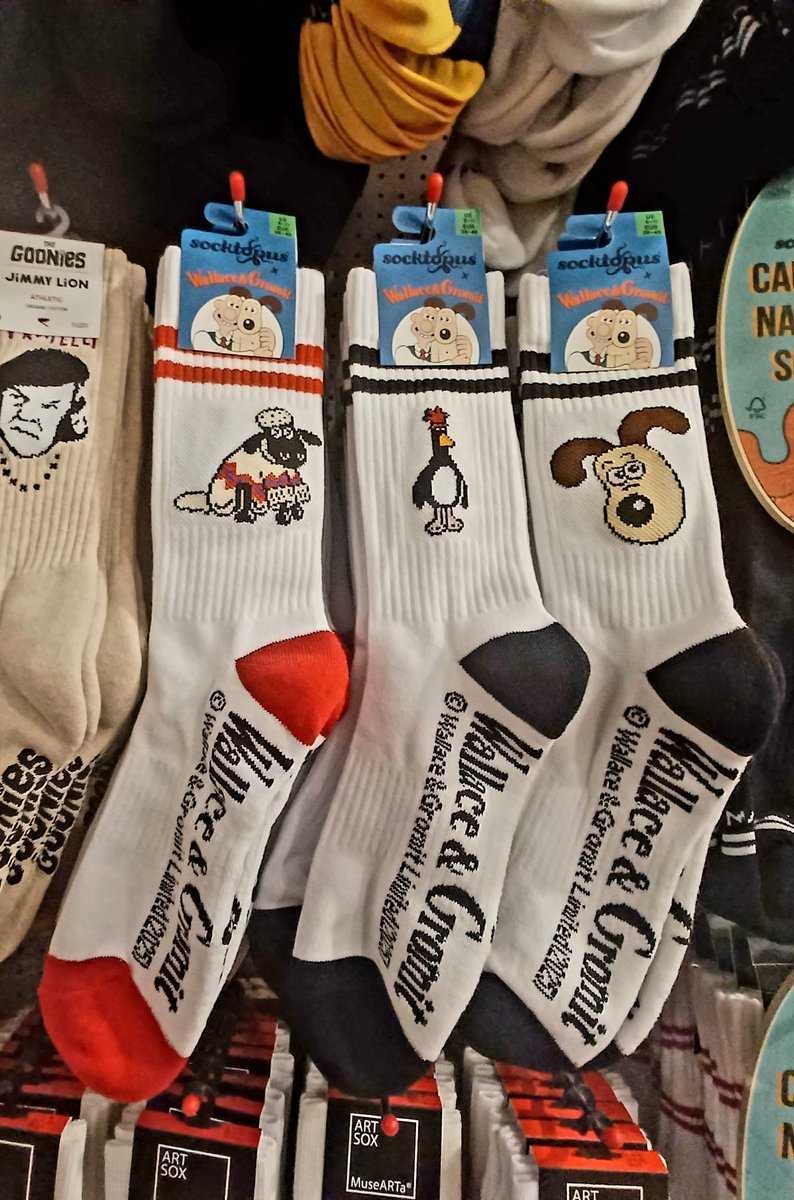 Always nice to see products arrive in retail - #socktopus have done a great job with their <a href="/aardman/">Aardman</a> #Wallace &amp; #Gromit #sockrange 
In store now.
