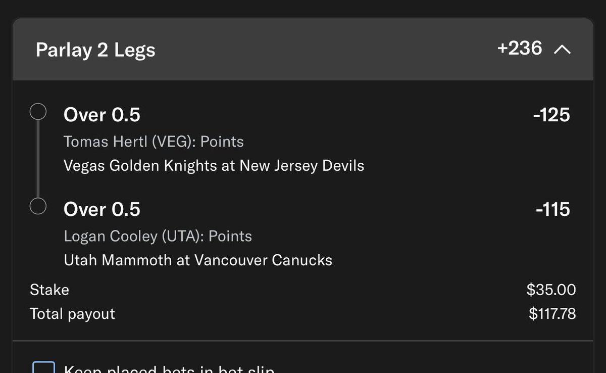 YetiBets1776's tweet photo. ๐ฅ Tonightโs Action ๐ฅ
.7u โค Hertl o0.5 pts & Cooley o0.5 pts (+236)
.3u โค Hertl 2+ pts & Cooley 2+ pts (+2604) ๐
Collab with my guy @best_bets99 ๐ค
If the 2+ pointers nuke hitsโฆ we give back to the community as always ๐๐ฐ
LFGG ๐๐ค
#NHLBets #PuckPicks #GamblingTwitter #YetiBets